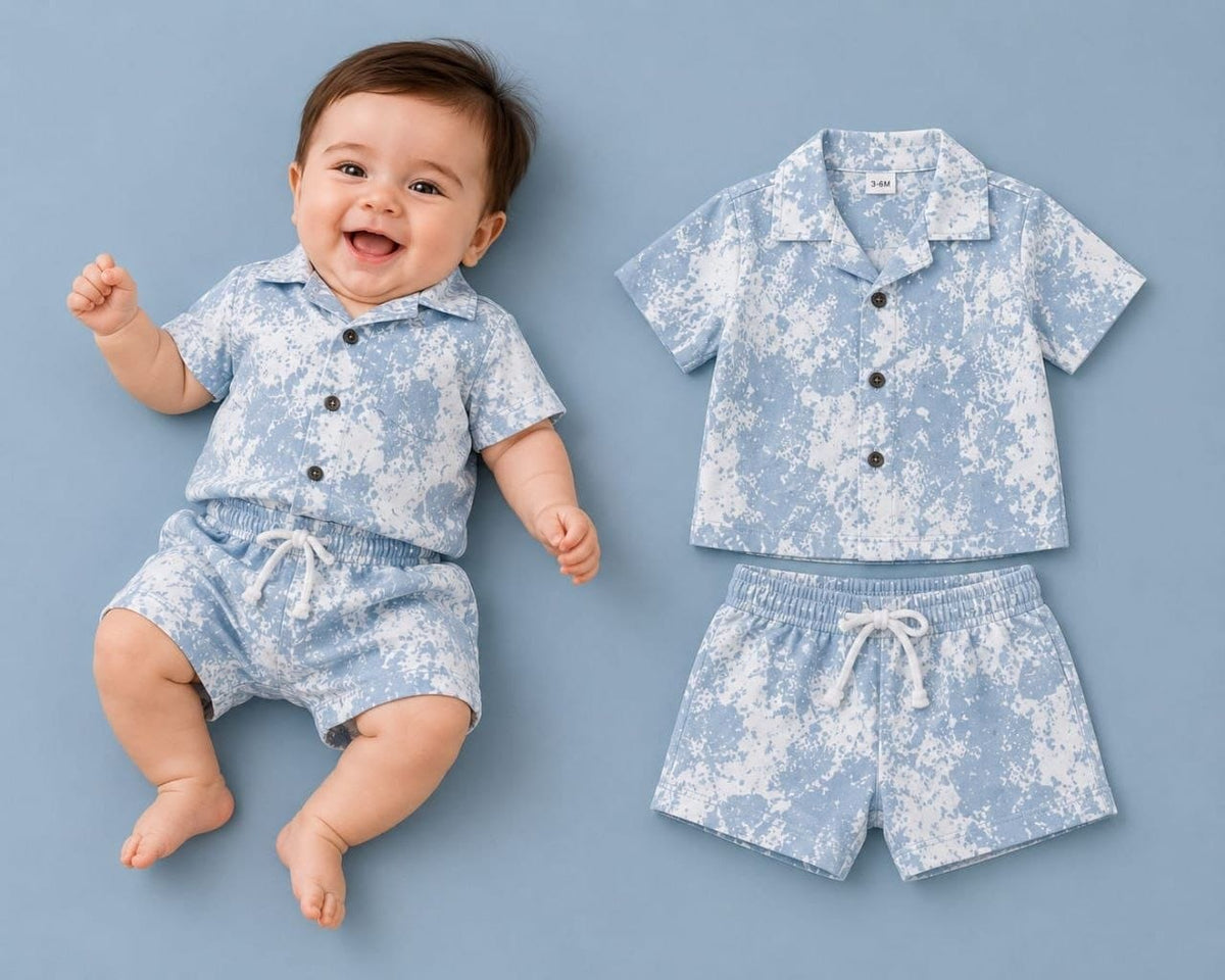 طقم بيبي صيفي قطعتين – قميص نص كم وشورت – صورة إضافية 1 – Nino Baby