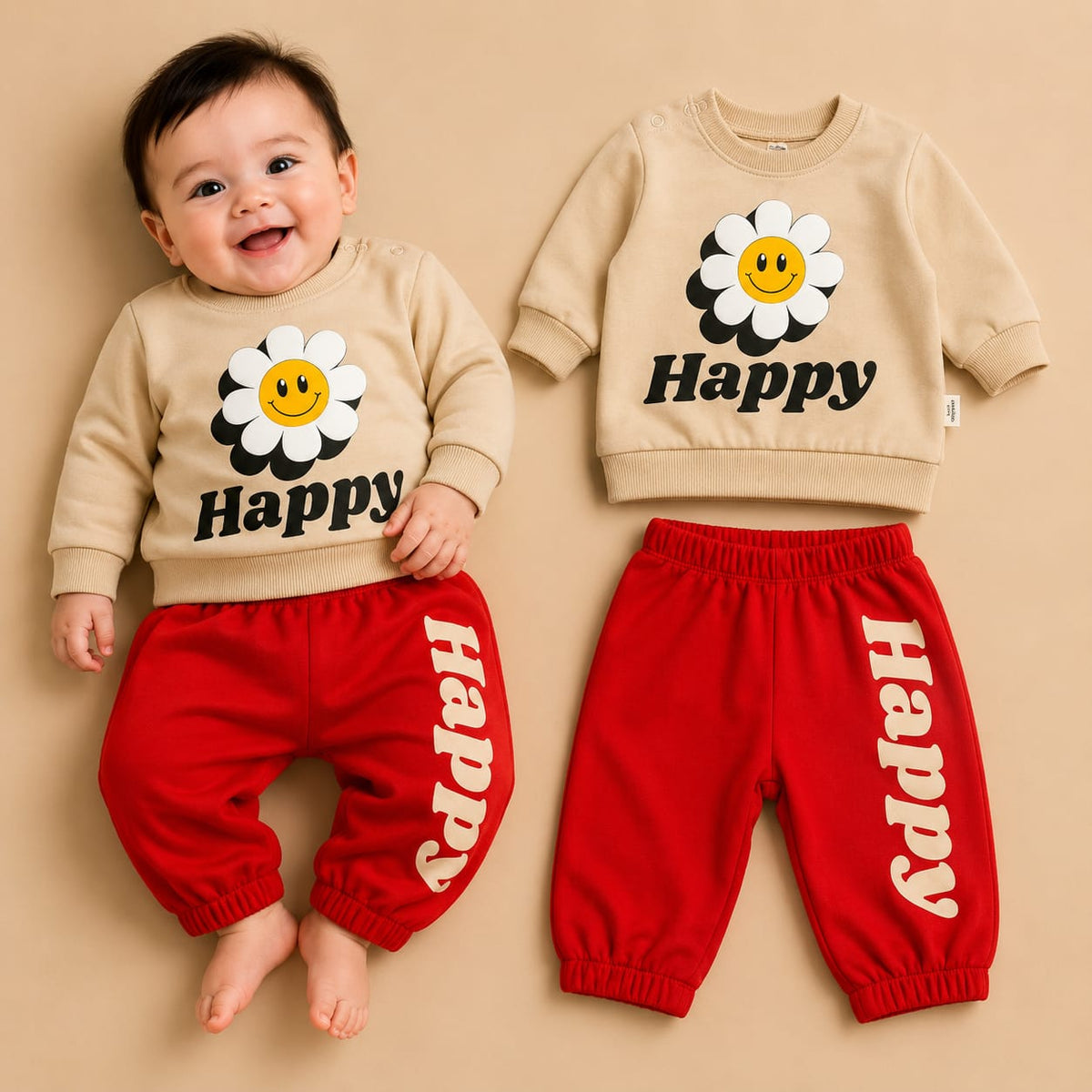 طقم بيبي شتوي مزهر قطعتين – قطن ناعم – صورة إضافية 1 – Nino Baby