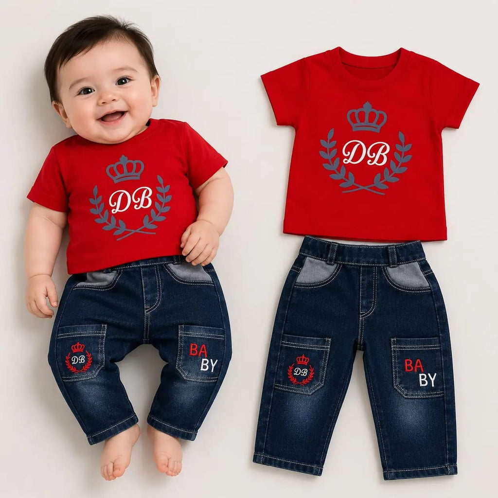 طقم بيبي ولادي – تيشيرت قطن وبنطلون جينز – صورة إضافية 1 – Nino Baby
